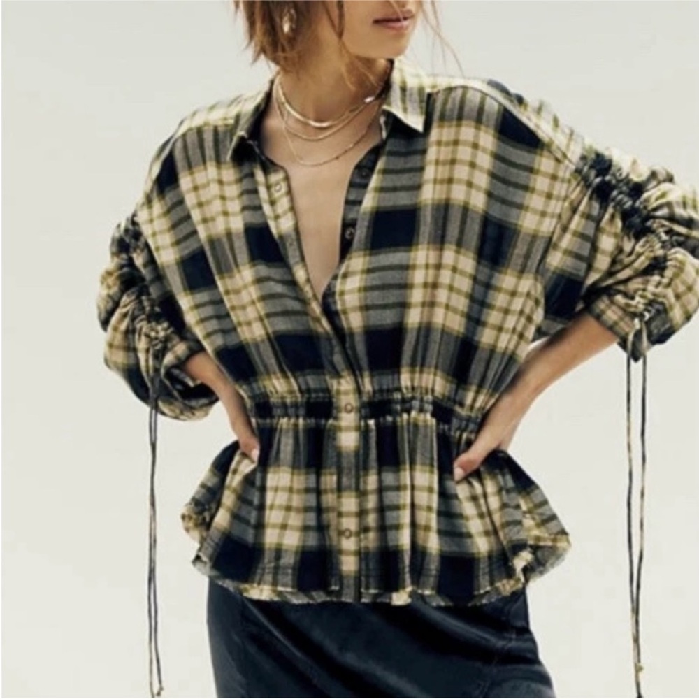 We the Free | NWT Women’s Pacific Dawn Plaid Shirt Green Wool Viscose Blend M